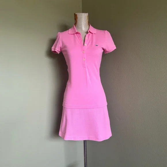 Lacoste Pink Polo Top/Skirt Outfit Tennis Golf Athletic - Picture 3 of 11